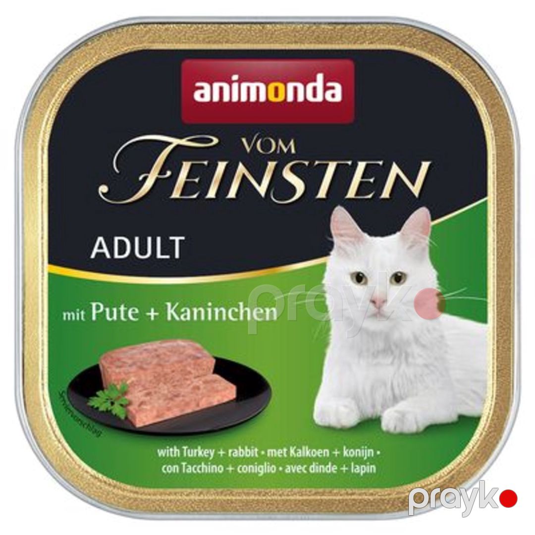 Pişiklər üçün nəm yem Animonda Vom Feinsten Adult hinduşka, toyuq sinəsi və otlar ilə 0.1 kq — Mallar, Bakı