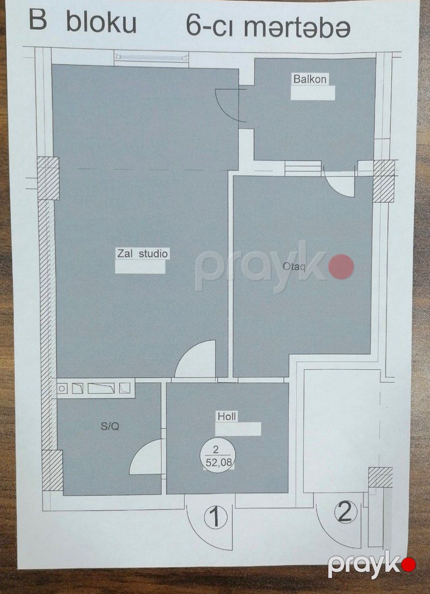 1-otaqlı yeni tikili, Qarabağ küç., 52.5 m² — Mənzil, Bakı (3)