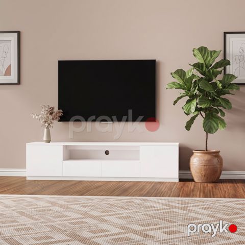 TV üçün tumba 8806, Ldsp, ağ, 180х40х40 sm — Bakı