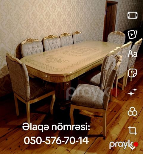 Klassik üslubda geniş yemək otağı dəsti. - Masa: oval formalı, bərk — Lənkəran