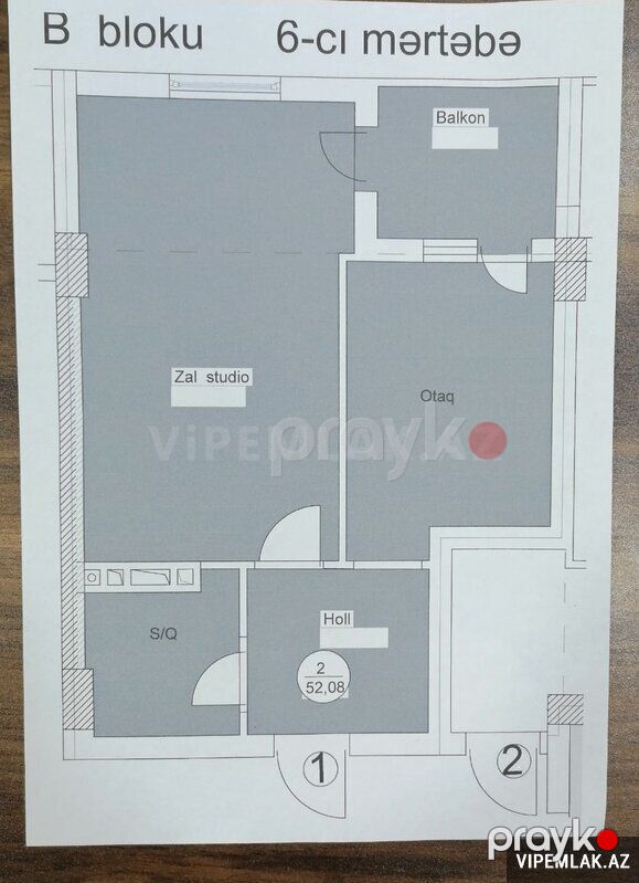 Nizami rayonunda 1 otaqlı Yeni tikili Satılır, 52 m² — Mənzil, Bakı (4)
