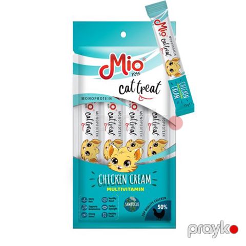 Pişiklər üçün məzə Mio Chicken Cream Multivitamin, 4x15 q — Bakı