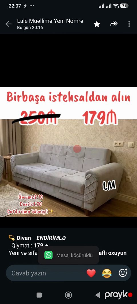 *Divan* _*Endirimlə*_ Qiymət *179 Yeni və sifarişlə — Bakı