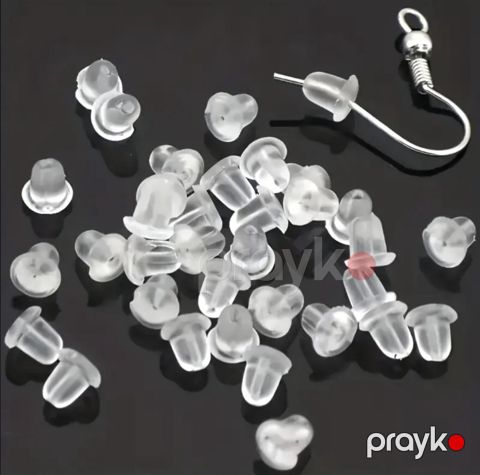 Sırğa tıxacı, şəffaf, silikon, 4 mm, 20 cüt — Bakı