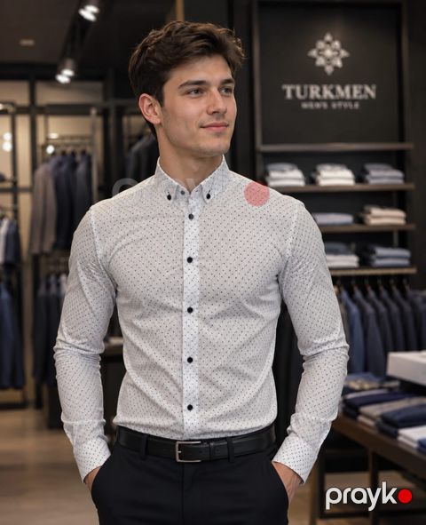 Kişi uzunqol köynəyi, pambıq, ağ, ölçü XL — Bakı