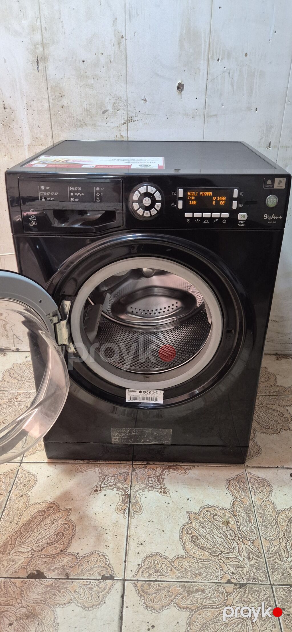 Paltaryuyan maşın Hotpoint Ariston, 9 kq, İşlənmiş, Avtomat, Qurutma var, Ödənişli çatdırılma — Çamaşır maşınları, Bakı (2)