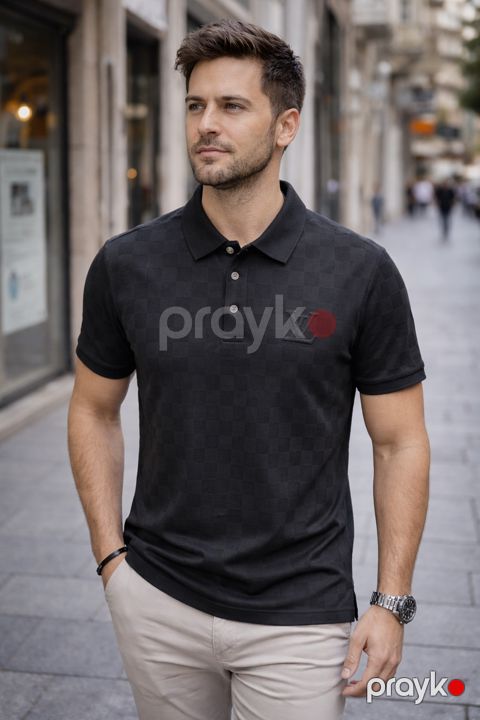 Kişilər üçün polo 46324630, pambıq, qara, ölçü L — Bakı