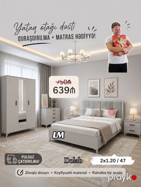 Yataq dəsti Sifarişlə və yeni Qiymət 639₼ Dəstə daxildir — Bakı