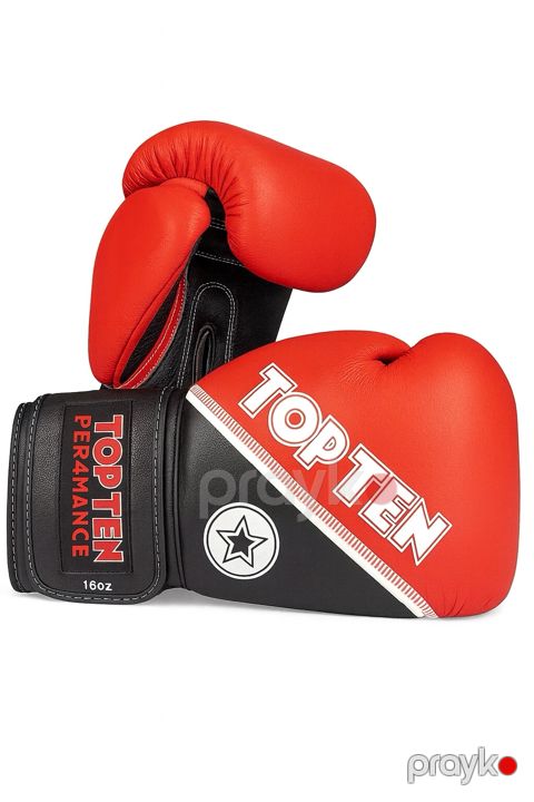 Boks üçün əlcəklər Top Ten, dəri, qırmızı, ölçü 14 — Bakı