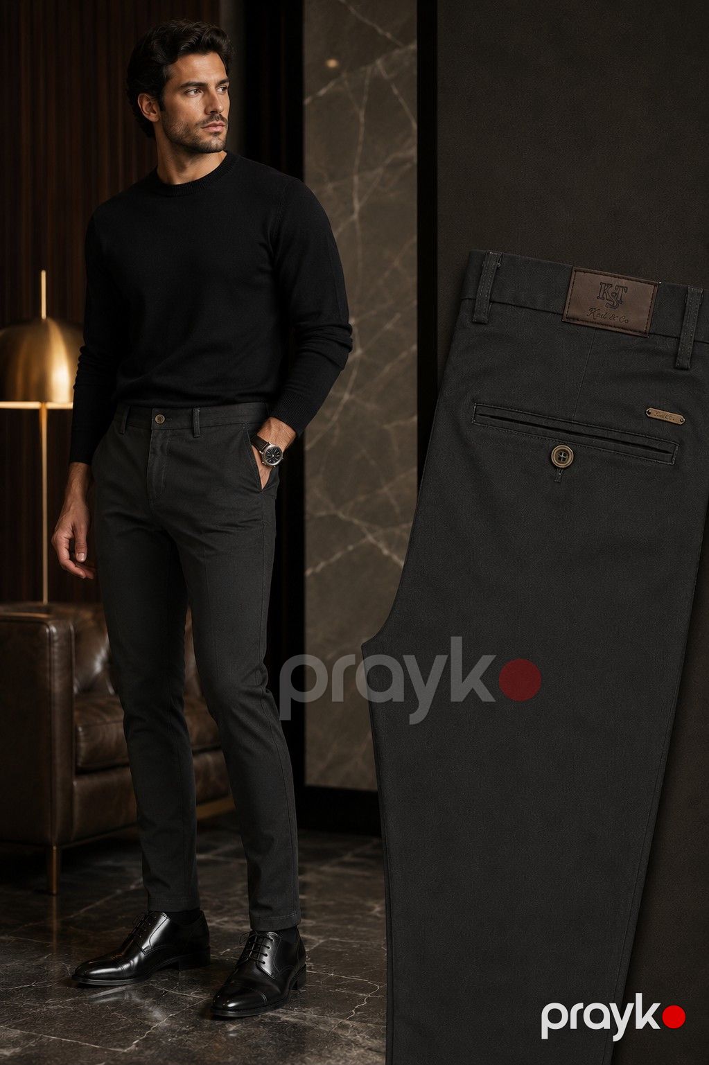 Kişi klassik şalvar, haki, pambıq, ölçü 29 — Mallar, Bakı (3)