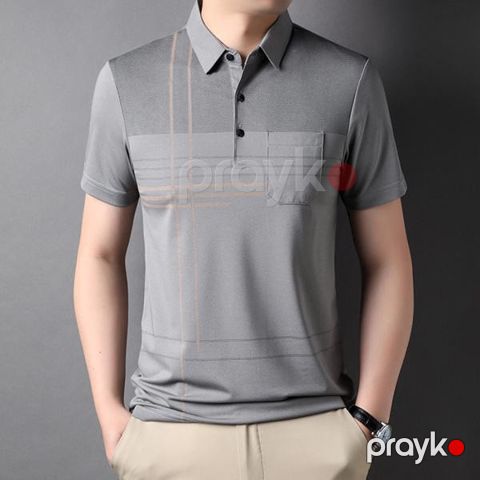Kişilər üçün polo EB_778, boz, pambıq, ölçü XL — Bakı