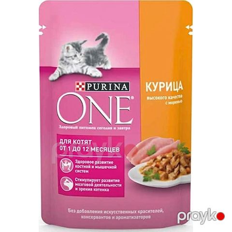 Pişik balaları üçün nəm yem Purina One, toyuq və kök ilə, 75 q — Bakı