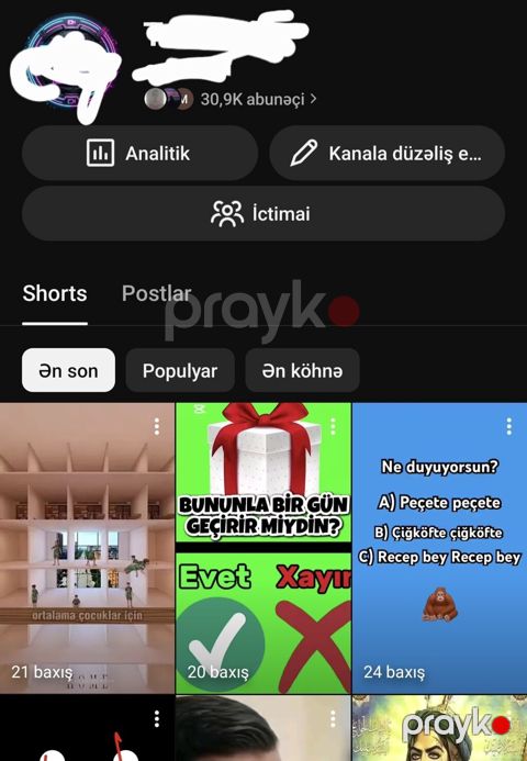 Salam Youtube hesabı satılır Bir aya 20 k abone yigmisam bir ara — Masazır
