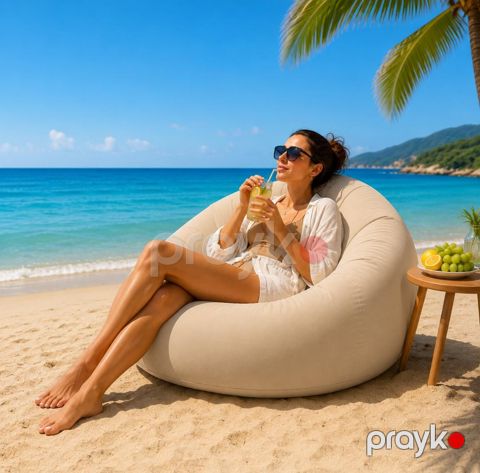 Şişmə kreslo Intex, bej, 137x127x74 sm — Bakı