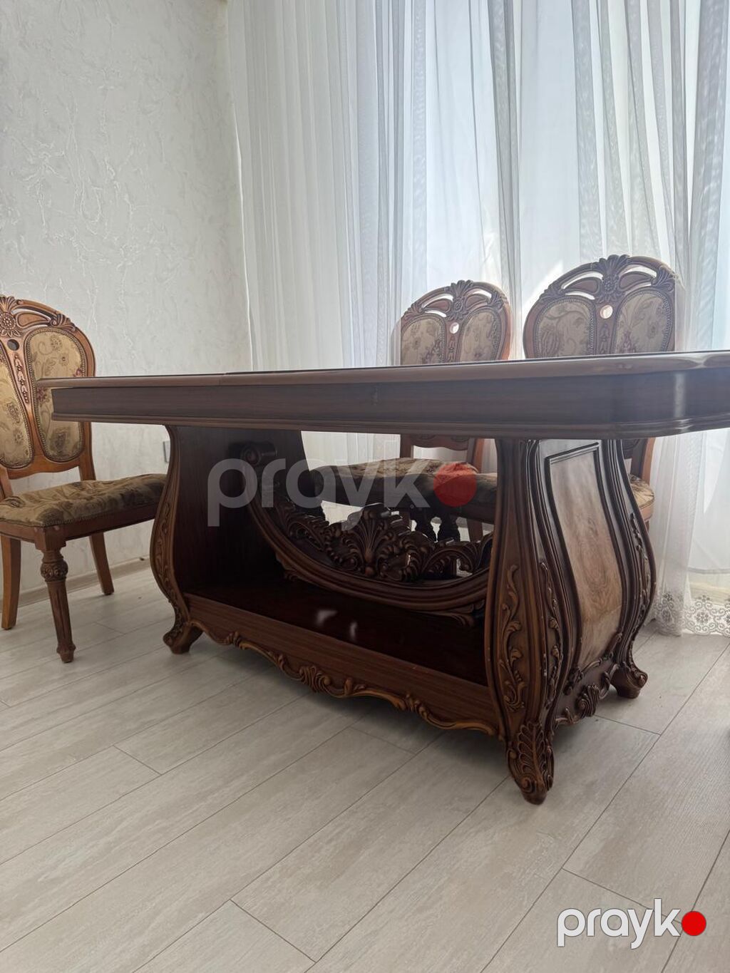 Qonaq otağı üçün, İşlənmiş, Açılan, Dördbucaq masa, 4 stul — Masalar və stullar, Qobu (2)