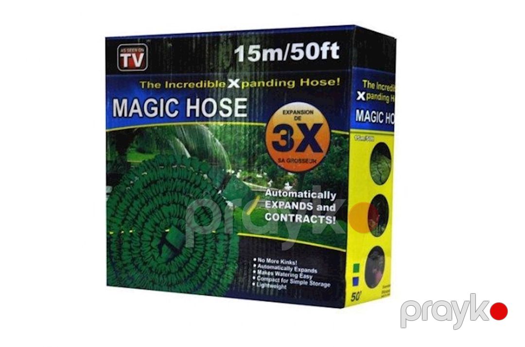 Suvarma şlanqı Magic Hose, uzanan, püskürdücü ilə, göy, 15 m — Mallar, Bakı (2)
