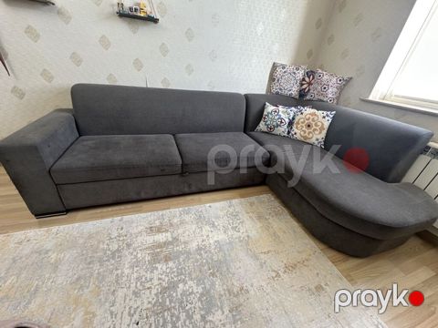 Qonaq otağı üçün rahat L‑şəkilli künc divan - Rəng: tünd boz - Forma — Mehdiabad