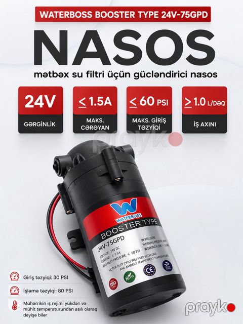 Su filtri üçün nasos WaterBoss 75GPD — Bakı