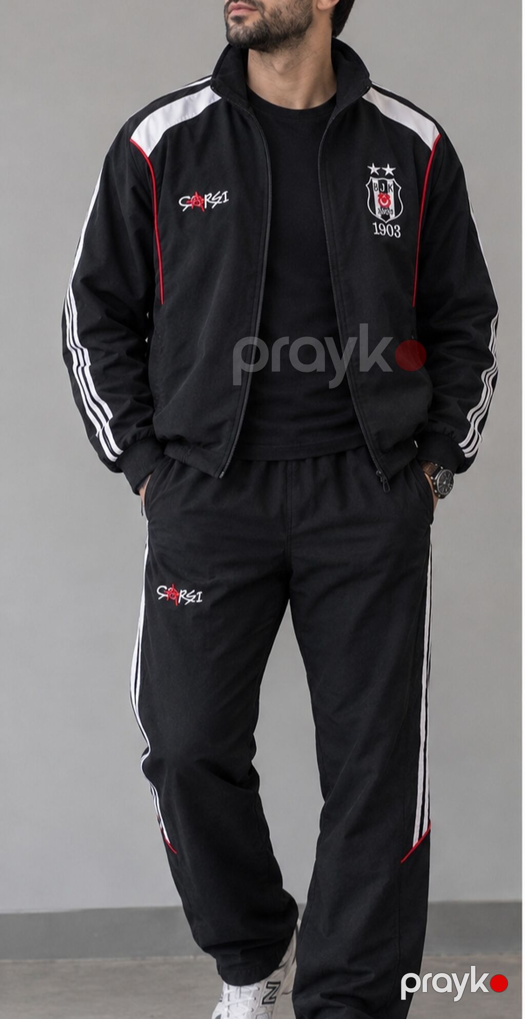 Beşiktaş 1903 temalı kişi idman dəsti (jaket + şalvar) - Rəng: qara — İdman geyimi, Bakı (3)