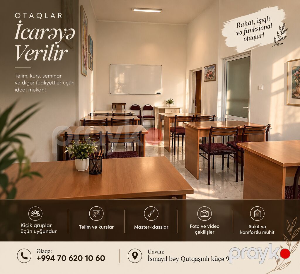 Otaqlar icarəyə verilir — təlim, kurs, seminar, master-klass — Mənzil, Bakı (4)