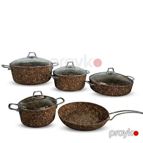 Qab-qacaq dəsti 6198, qranit, qəhvəyi, 9 parça — Bakı