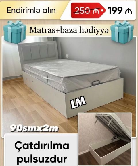 Tək neferlik bazalı çarpayı Sifarişlə VƏ Yeni Qiymət 199₼ — Çarpayılar