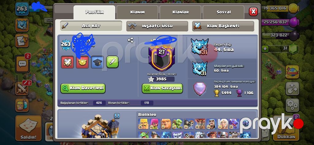 Salam Clash Of Clans Hesabı 263 seviye Full Hesab 3900 Klan Savaşı — Konsol oyunları, Bakı (3)