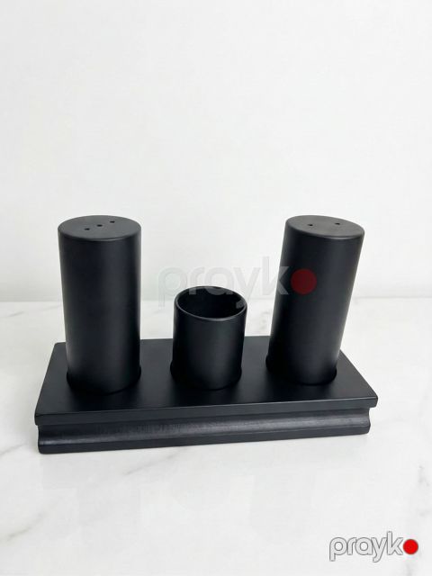 Duz, istiot və diş çöpü qabı dəsti 73930256, qara — Bakı