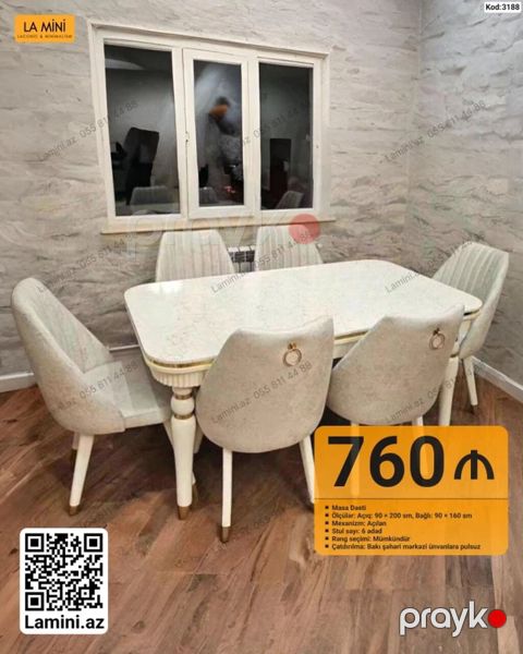 Məhsul: Masa Dəsti (Kod: 3188) - Qiymət: 760 - Tərkib: Masa + 6 — Bakı