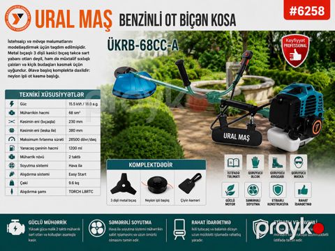 Benzinli trimmer Uralmash URB-68CC-A 15.5 Vt — Bakı