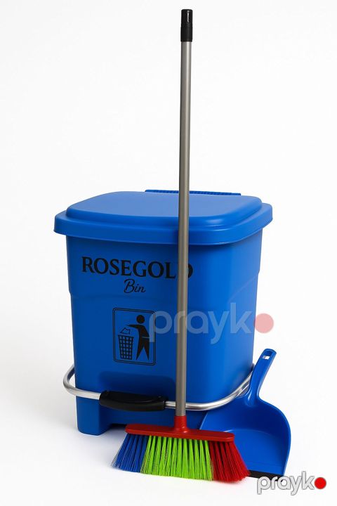 Zibil qutusu Rosegold PVC, 20 l, göy + xəkandaz və süpürgə Hədiyyə — Bakı