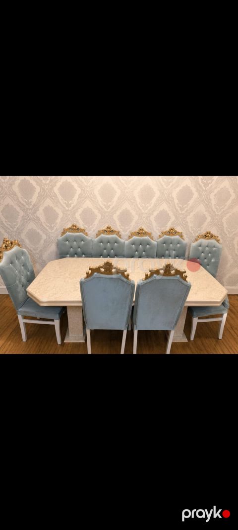 Qonaq otağı üçün, İşlənmiş, Dördbucaq masa, 8 stul — Bakı