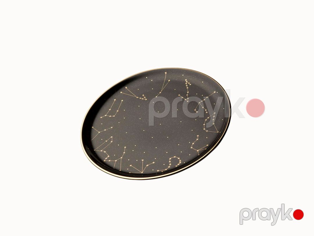 Boşqab Porland Night Magic Pattern3 farfor, qara/qızılı, 20 sm — Mallar, Bakı (2)