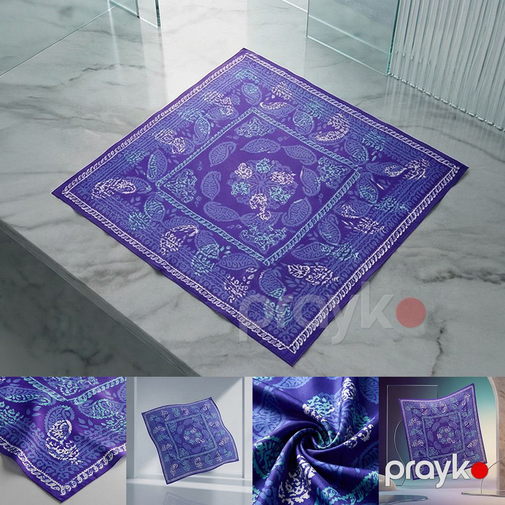Kəlağayı Süsən S074, ipək, göy, 150x150 sm — Mallar, Bakı (3)