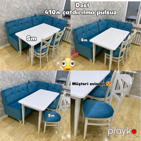 Mətbəx künc dəsti - Komplet: künc divan + masa + 2 ədəd stul - Rəng
