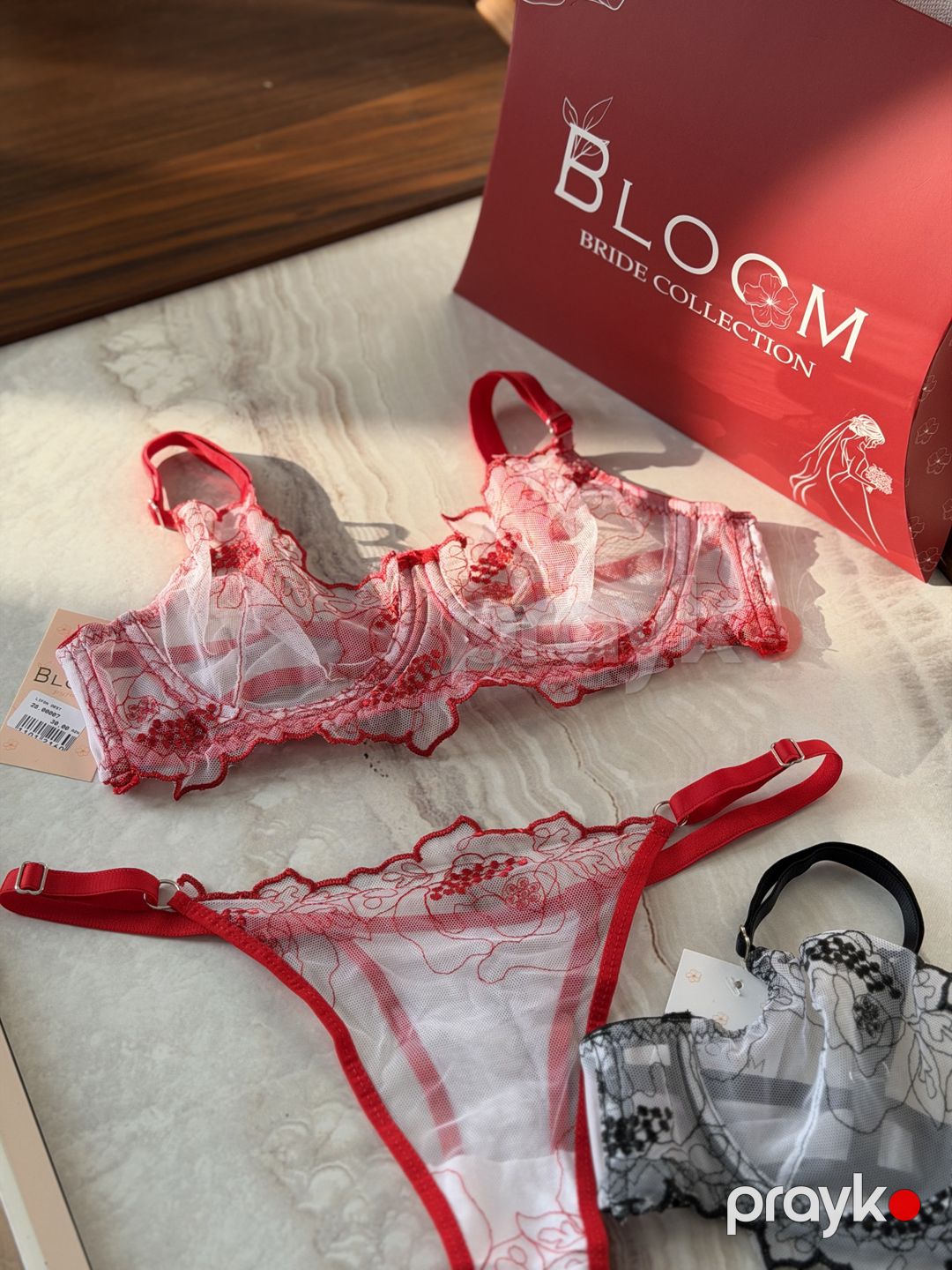 Qadınlar üçün büsthalter və tuman 2457839, qırmızı, elastan/poliamid, ölçü 90B — Mallar, Bakı (3)