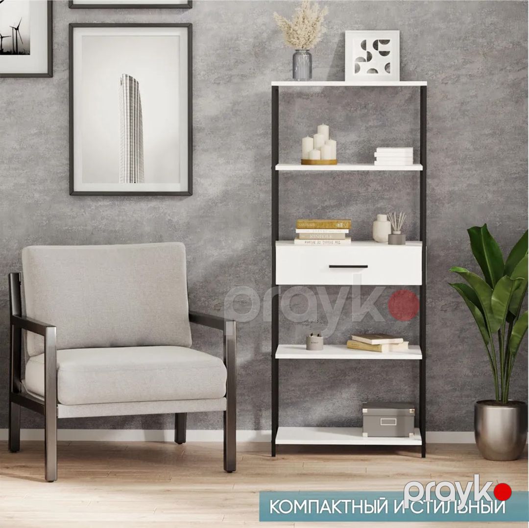 Stellaj Letta 3563_LetSpringCSStelArnoBWh, LDSP-Loft, 146.6x33.7x60 sm, ağ — Mallar, Bakı (3)
