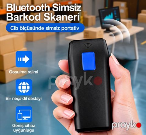 Mini WiFi Bluetooth Barkod oxuyucu skaner — Bakı