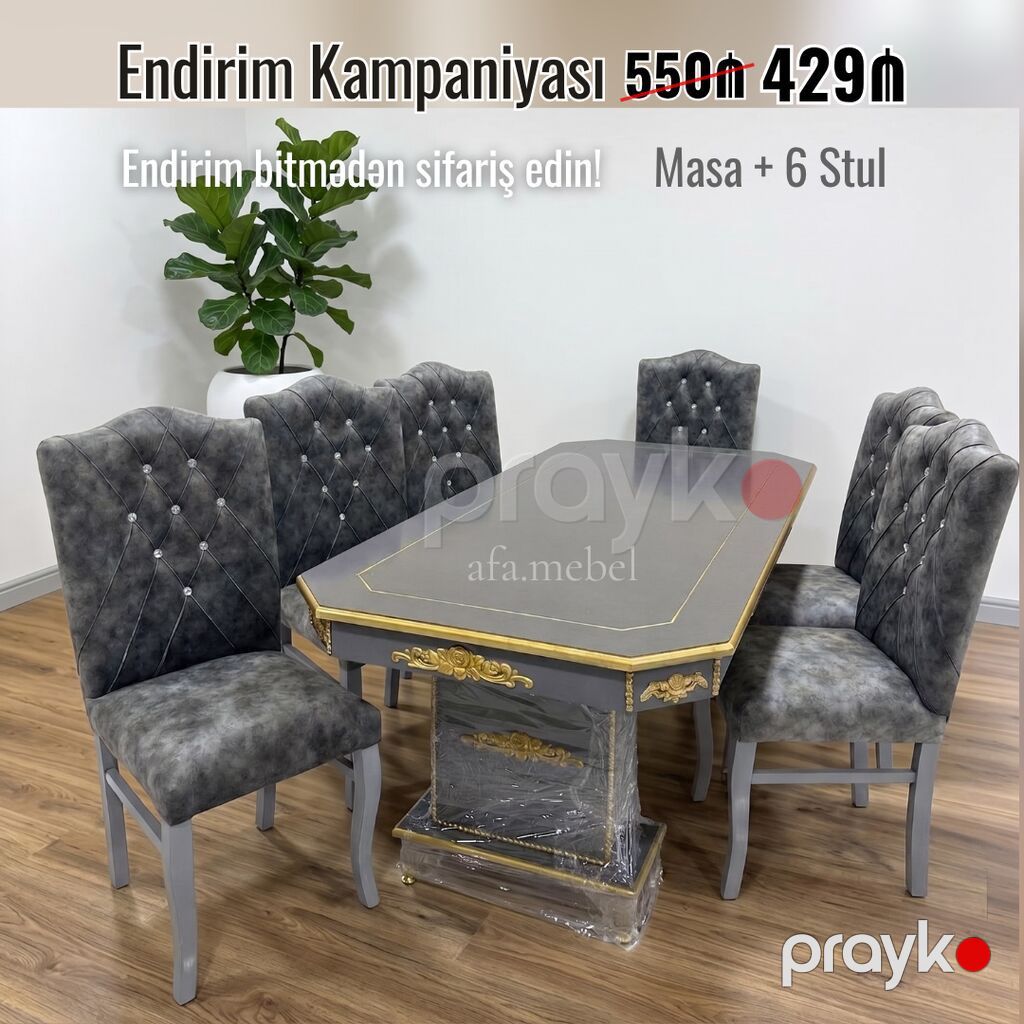 Masa + 6 Stul desti Endirimde 550 azn yox cəmi 429azn Masa ölçü 93×2 — Masalar və stullar, Bakı (2)