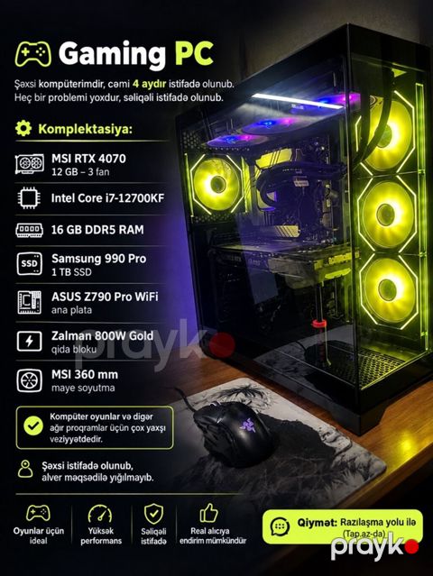 Gaming PC – yüksək performanslı masaüstü sistem Texniki göstəricilər — Bakı