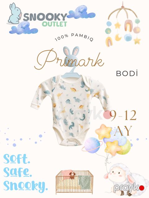 Bodi Snooky Primark yenidoğulmuşlar üçün, pambıq, ağ, ölçü 9-12 ay — Bakı