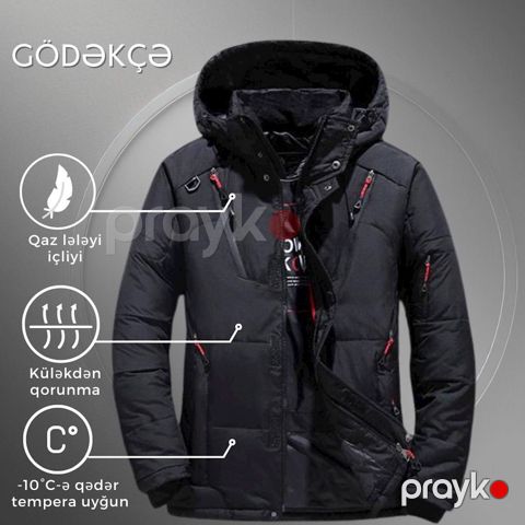 Kişi gödəkçəsi EB 938, poliester, qara, ölçü XL — Bakı