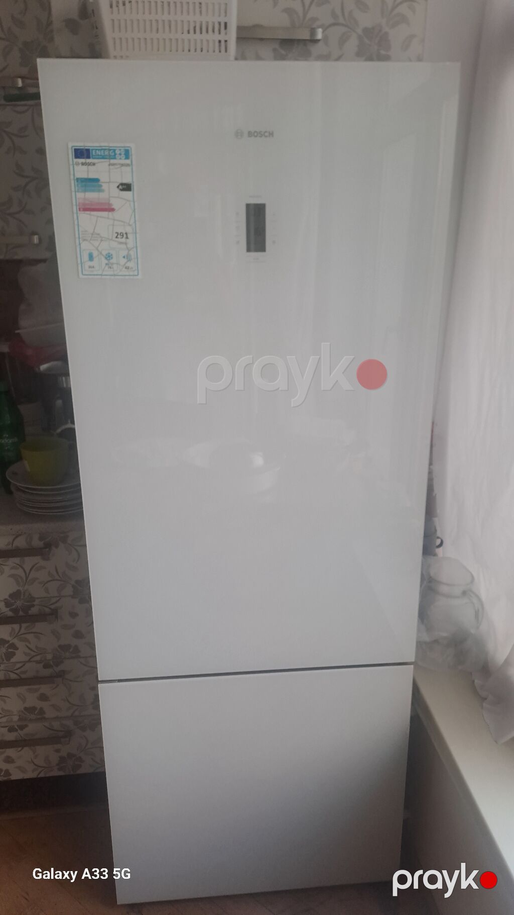 Bosch ikiqapılı soyuducu (aşağıda dondurucu), ağ şüşə ön panel ilə — Soyuducular, Bakı (2)