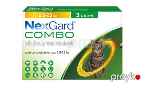 NexGard Combo Antiparazitar Damcıları, 2.5–7.5 kq çəkidə olan pişiklər üçün, 3 x 0.3 ml (1 ədəd) — Bakı