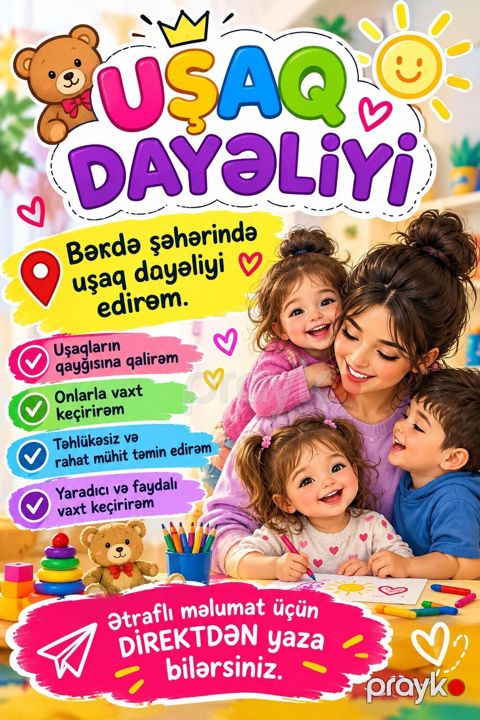 Bərdədə uşaq dayəliyi xidməti - Uşaqların qayğısına qalır, gündəlik — Bərdə