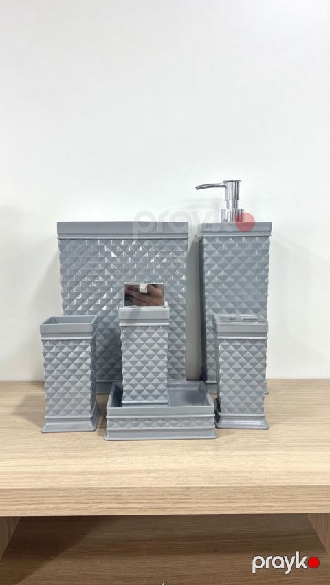 Hamam otağı dəsti SS185, plastik, boz, 6 parça — Bakı