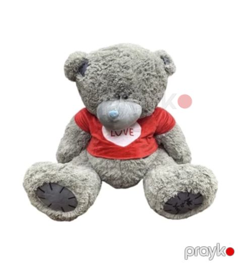 Yumşaq oyuncaq Teddy ayı, qırmızı köynəkli, ağ ürək və "Love" yazısı, 225/170 sm - YM-7562048 — Bakı