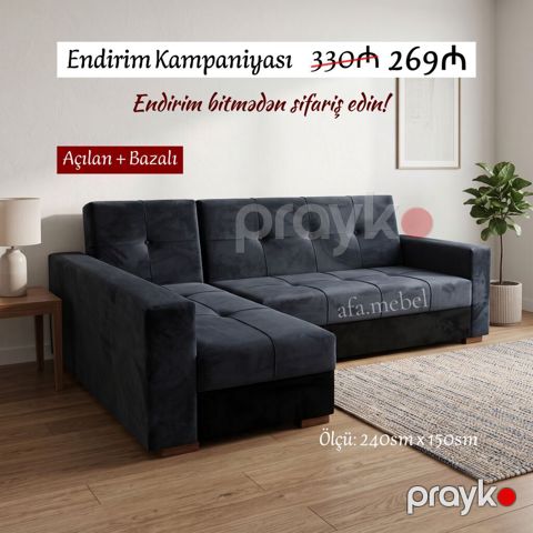 Künc divanlar Yeni və sifarişlə Qolu mebelsiz: 269₼ Ölçü — Bakı