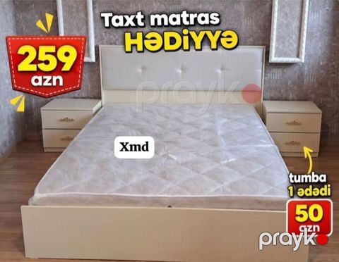 Klassik üslubda ağ rəngli yataq dəsti. Yumşaq başlıq hissəsi düyməli — Mehdiabad