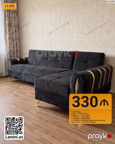 Künc divan – La Mini (Kod: 2205) - Ölçü: 260 160 sm - Mexanizm — Bakı